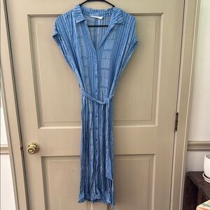 Blue Striped Button-Up Dress